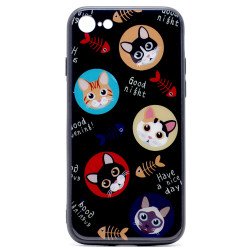 iPhone 8 / 7 Design Tempered Glass Hybrid Case (Cute Cat)